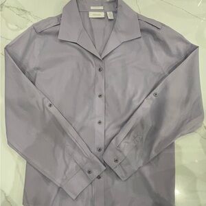 Chico's Long Sleeve No Iron Button Down Lilac Blouse Size 2